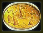 detalle del relieve sobre anillo de oro&nbsp;Minoico