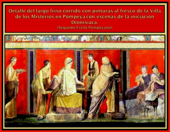 Detalle de escena de friso de la Iniciacion Dionisiaca.