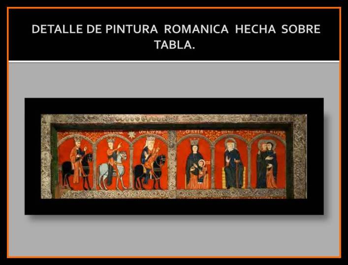 DETALLE DE PINTURA ROMANICA HECHA SOBRE TABLA