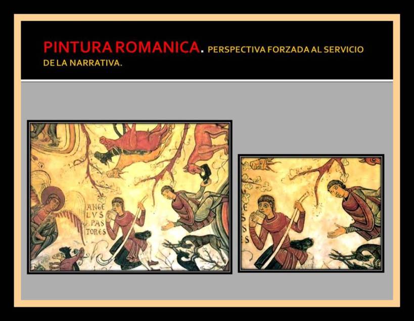 perspectiva forzada. pintura romanica