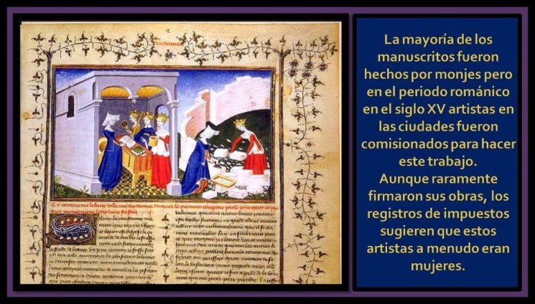 Mujeres trabajando en los manuscritos