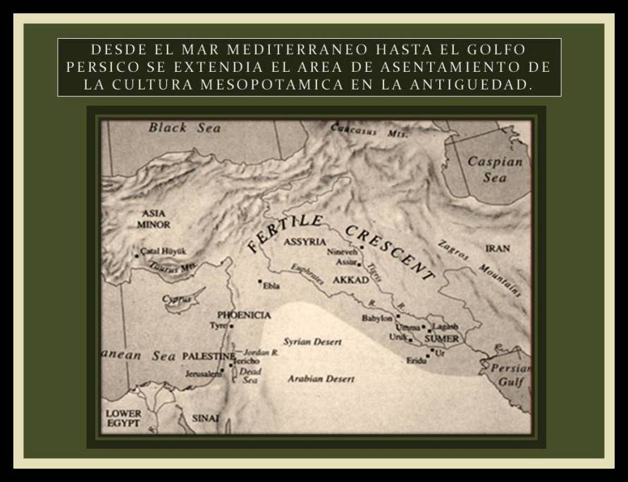 mapa de la zona de Mesopotamia en la antiguedad