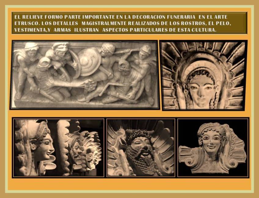 dramatismo de la expresion de los rostros en relieves etruscos