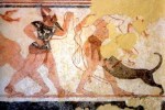 Phersu and his victim tomb of theAugurs late VI B.C.&nbsp;Tarquinia.