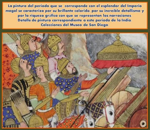 Colorido y riqueza grafica en pinturas en el periodo mogol