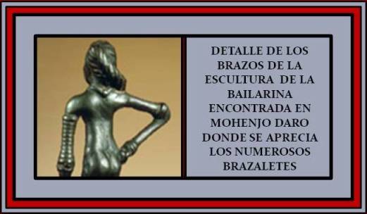 Detalle de los brazos de la escultura de la bailarina de Mohenjo Daro