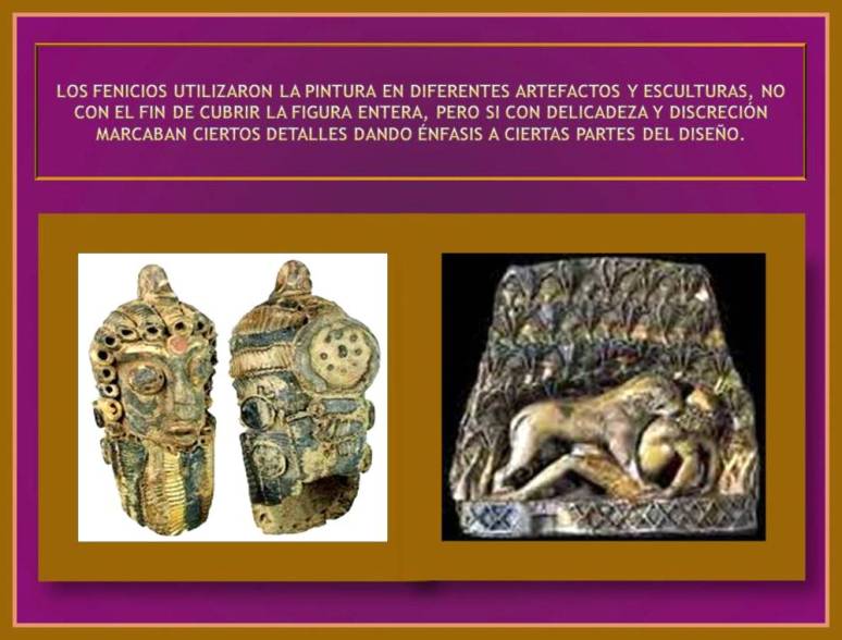 enfasis con color en artefactos fenicios.