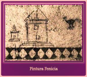 pintura mural fenicia en tumba.