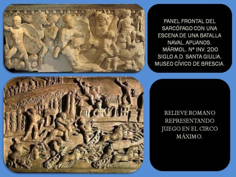 Relieve romano de batalla naval y juego en el circo.