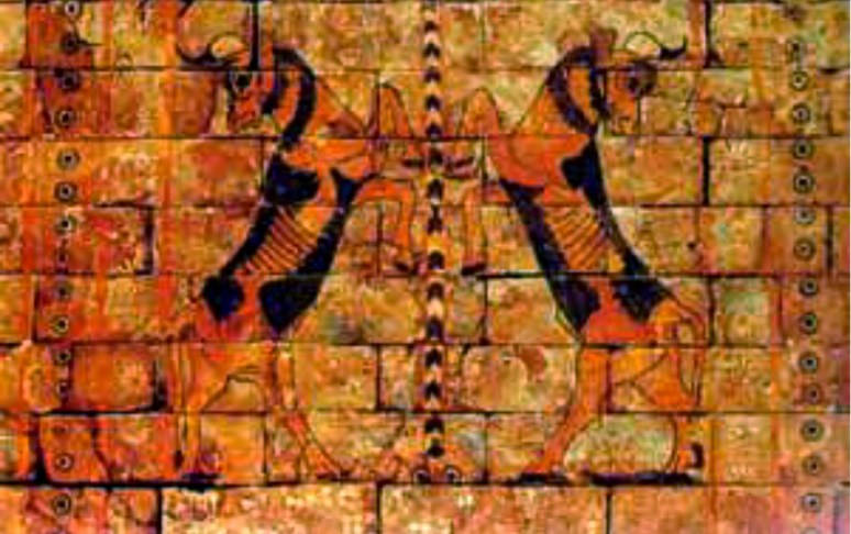 Pintura asiria representando animales