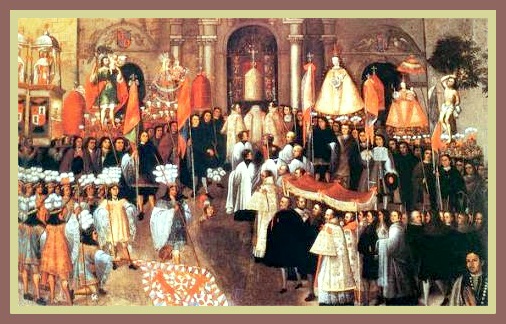 La Procesión del Corpus Cristi". Basilio de Santa Cruz Puma Callao.